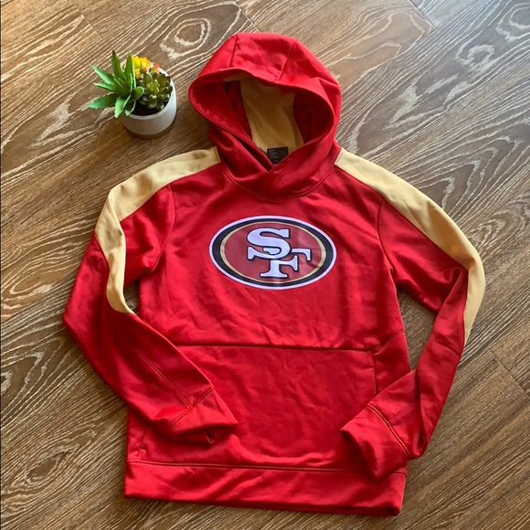 NEW NFL San Francisco Boys Youth Size S,L Long Sleeve Hoodie Red//Gold NWT